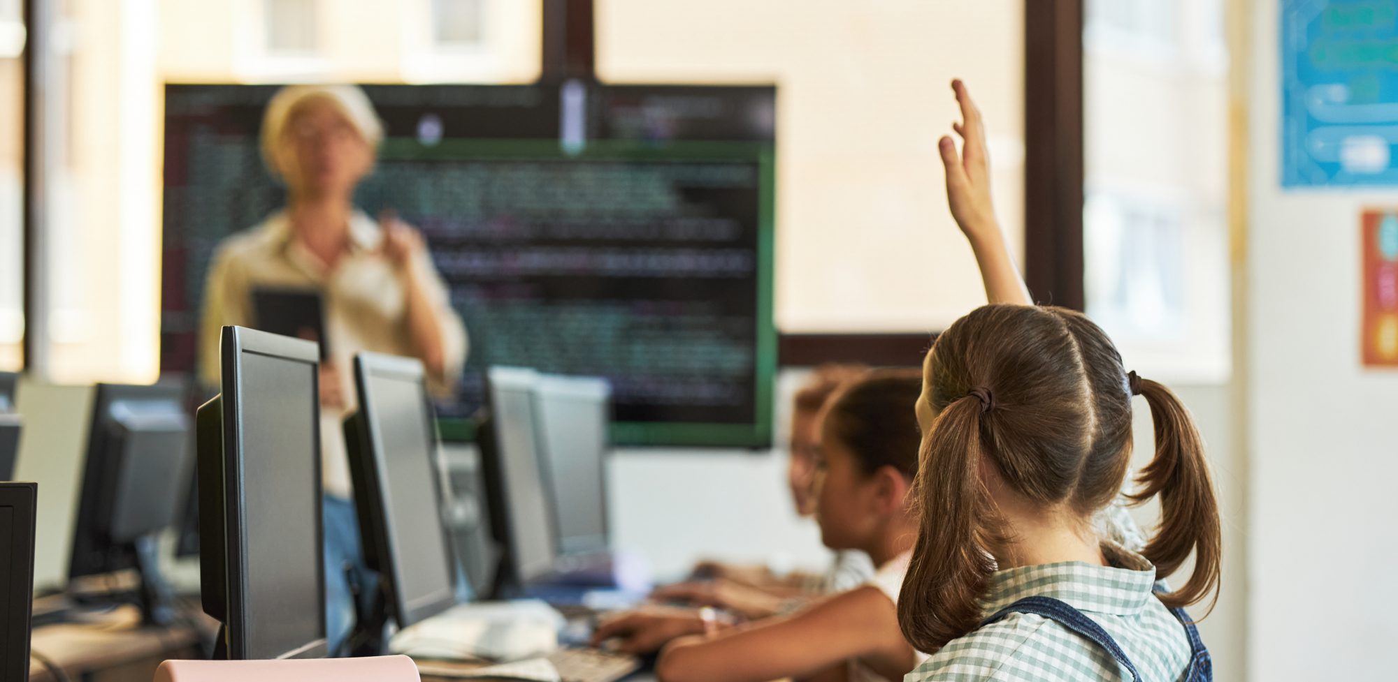child raising hand during class | school data breach